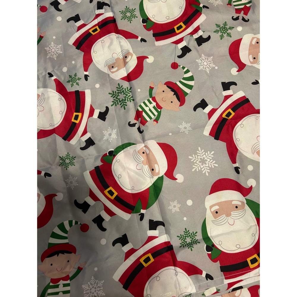 Christmas Santa Elf Plaid Fabric‎ shower cutains.  Set of 2 holiday Bathroom fun